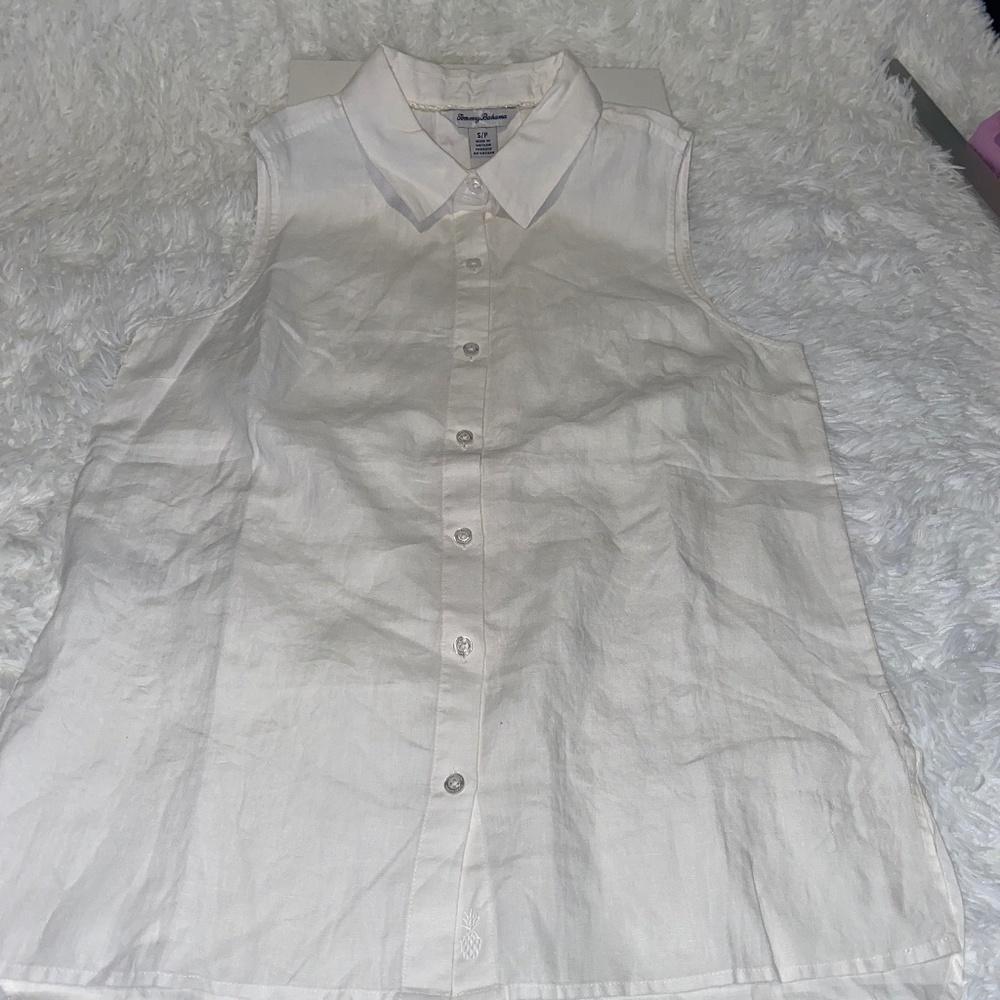 100% Linen White Tommy Bahama Sleeveless Top